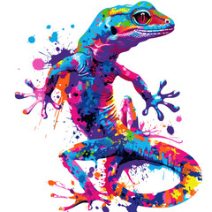 Fototapeta premium Neon Color gecko for shirt print vector design