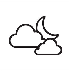 cloudy night simple line icon