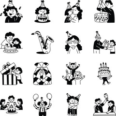 Birthday Celebration Doodle Illustration Set
