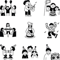Obraz premium Bundle of Happy Birthday Doodle Illustrations