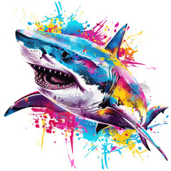 Neon Color Shark for shirt print vector design
