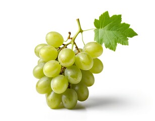 Obraz premium Fresh Green Grapes with Leaf