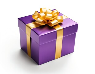 Obraz premium Purple Gift Box with Gold Ribbon