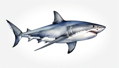 Great White Shark Watercolor Illustration