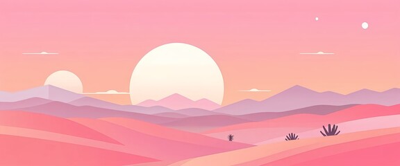 Pink Desert Sunset Landscape