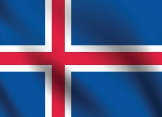 Fototapeta premium Iceland flag official colors and proportion digital vector illustration. Pleated flag.