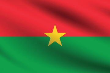 Burkina Faso flag official colors and proportion digital vector illustration. Pleated flag.