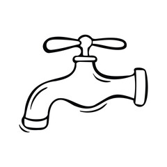 A Simple Line Drawing Of A Water Faucet