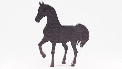 High-quality 3D horse silhouette render, perfect for logos, branding, wall art, laser cutting, CNC, and digital designs. Isolated on white, ideal for creative projects, prints, and engraving.

