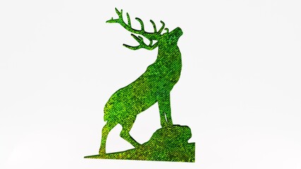 Obraz premium High-quality 3D deer silhouette render, perfect for logos, branding, wall art, laser cutting, CNC, and digital designs. Isolated on white, ideal for creative projects, prints, and engraving