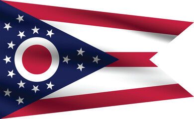 Ohio state flag official colors and proportion digital vector illustration. Pleated flag.