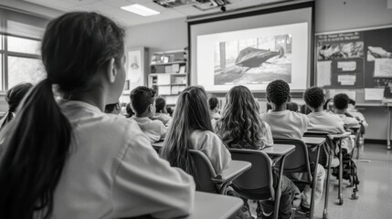 Students Attentively Watching a Presentation in a Classroom