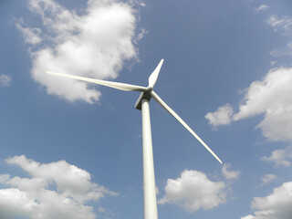 Many wind turbine in meadow. Wind turbines installed in open areas. Wind turbines as alternative energy sources