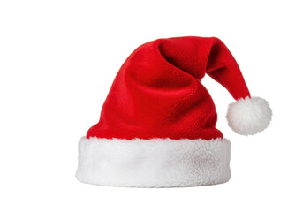 Isolated Red Santa Hat with White Fur Trim