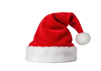 Isolated Red Santa Hat with White Fur Trim
