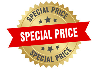 special price. special price round red and gold label isolated on transparent background