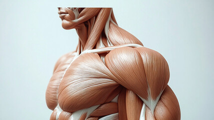 3d render shoulder joint and musclesHuman anatomy muscle shouldermedical education, physiotherapy ads, sports injury prevention, orthopedic marketing, fitness training