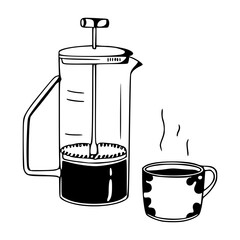 coffee maker vector design - French press method