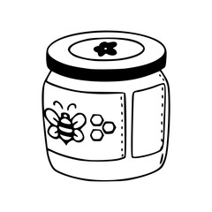 honey jam jar with checkered lid