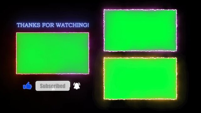 Fire pop up youtube end Screen channel with templates for video on alpha channel with Green screen chroma key.