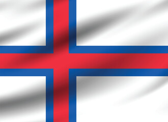 Obraz premium Faroe Islands flag official colors and proportion digital vector illustration. Pleated flag.