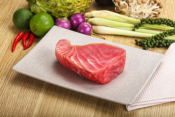Raw fresh tuna steak for grill