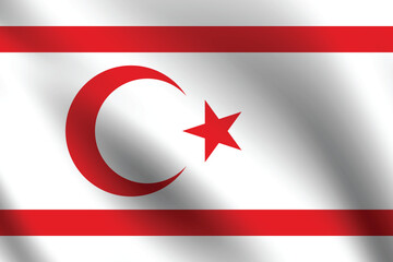 Northern Cyprus flag official colors and proportion digital vector illustration. Pleated flag.