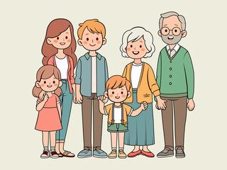 happy family standing portrait photograph together illustration clipart