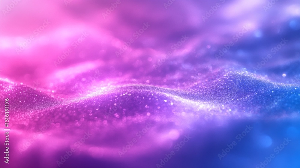 Poster pinks, purples, and blues swirl together in a mesmerizing display, resembling waves illuminated by g