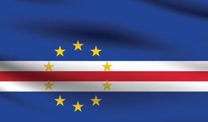 Cape Verde flag official colors and proportion digital vector illustration. Pleated flag.