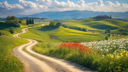 Winding Road Through Tuscan Hills