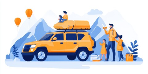 Naklejka premium Family road trip banner