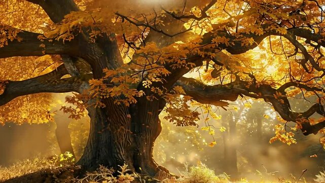 Gro&szlig;er Baum mit herbstlich leuchtenden Bl&auml;ttern