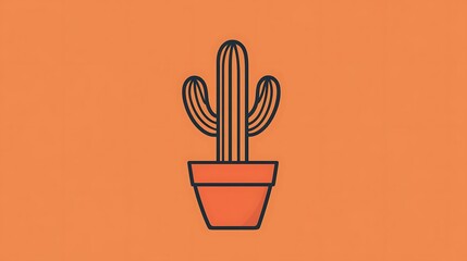 Simple cactus in terracotta pot