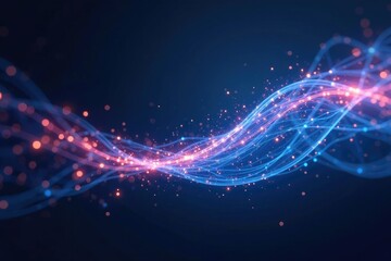 Ethereal glowing fibers spread across a dark canvas, fibre bundle, glowing blue light, glowing blue