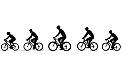 Obraz premium A group bicycling silhouette, bike, bicycle, sport, silhouette, cycling, vector, people, illustration, cyclist, cycle, ride, fitness, biker, woman, race, child, cartoon, person, biking, boy, black, bi