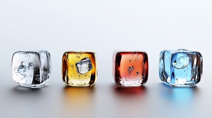 Vibrant Colored Ice Cubes: A 3D Render of Frozen Water AI Generated