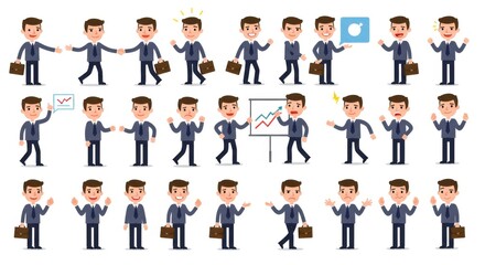 Businessman Cartoon Character Poses