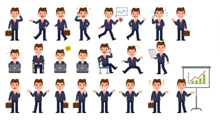 Businessman Cartoon Character Poses