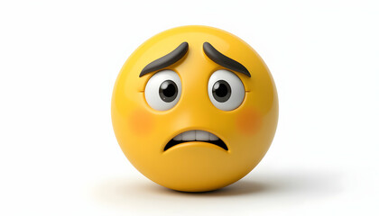 Anxious Emoji with Worried Expression Isolated on White Background