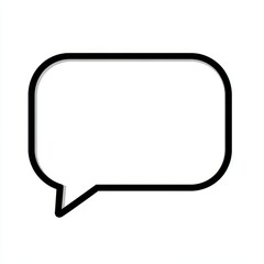 Fototapeta premium The communication symbol is depicted as a minimalist speech bubble icon, characterized by a black line and smooth rounded corners, all set against a clean white backdrop