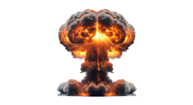 Isolated Nuclear Explosion Mushroom Cloud