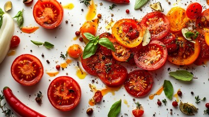 The image features an assortment of vegetables, such as bell peppers, eggplants, leaves, and tomatoes, isolated on a white background, creating a vibrant png frame border, produced using AI