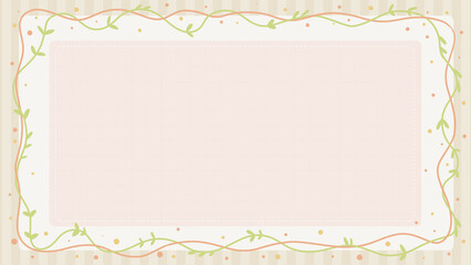 Cute pastel color frame cartoon. leaves, vines hand drawn. Illustration , Background image , Template illustration