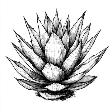black and white agave plant drawing clip art preview