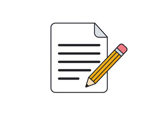 Isolated Document with Lines and a Pencil, Vector Illustration