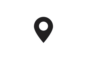 Isolated Location Pin Icon, Black Map Marker