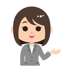案内する会社員の女性のイラスト