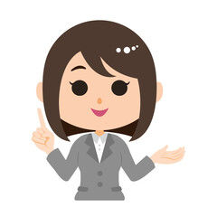 ポイントを説明する会社員の女性のイラスト