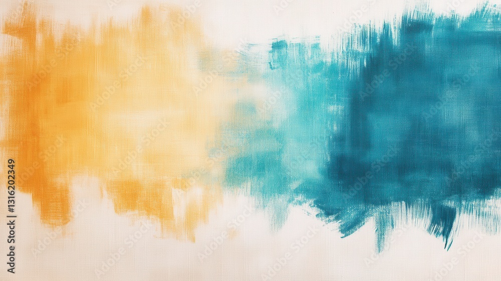 Poster Soft pencil strokes create a calming gradient from teal to warm yellow in an abstract artwork